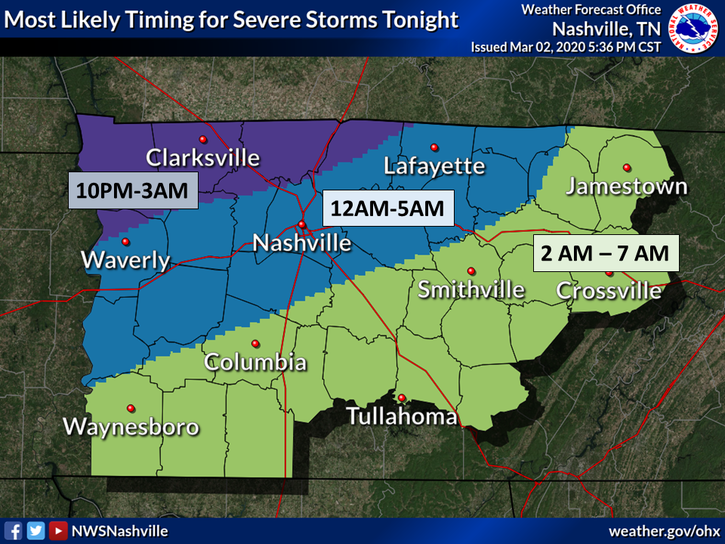 NashSevereWx's tweet photo. New ETA: 12AM to 5 AM. Sweet spot between 1 AM and 4 AM for Nashville and Will Co. #Coffee. Everyone except my immediate family needs @stormwatchplus app and/or a wake-me up weather radio tonight. Stay connected, storm possibly legit. We'll be with you all the way. https://t.co/mJa2vQYZ4O