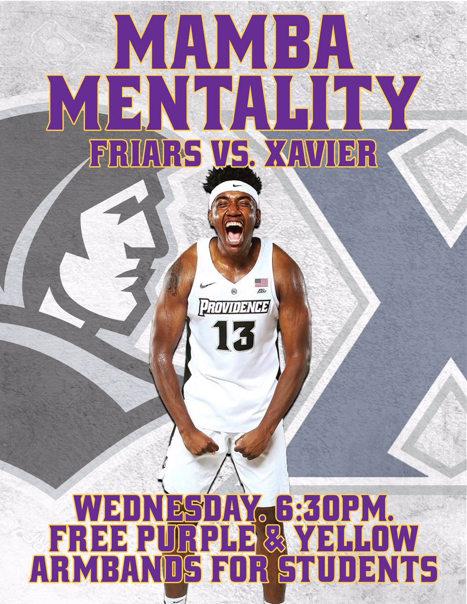 PCFriarFanatics's tweet photo. This Wednesday we need all of Friartown to #PackTheDunk as @PCFriarsmbb looks to take down Xavier & improve their chances of locking down an at-large bid. The Dunk has been rockin’ all year & this Wednesday we need to help the Friars play w/ their Mamba Mentality! #GoFriars #pcbb https://t.co/mJmsSalFJN