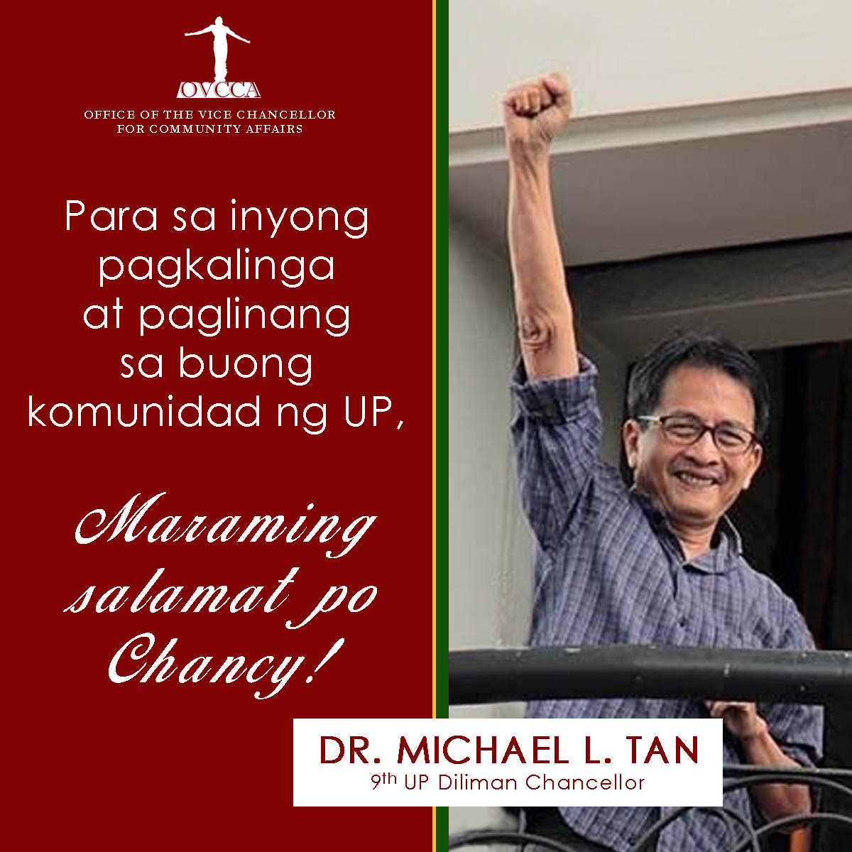 Maraming salamat po, Chancellor Michael L. Tan! 👏