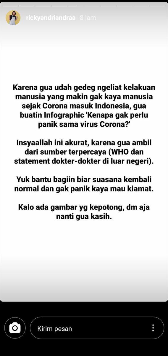 safleto's tweet photo. luangkan waktu kamu buat baca dan jangan panik plis
#CoronaVirusIndonesia #KamiTidakTakutVirusCorona https://t.co/qnrXymMtYy