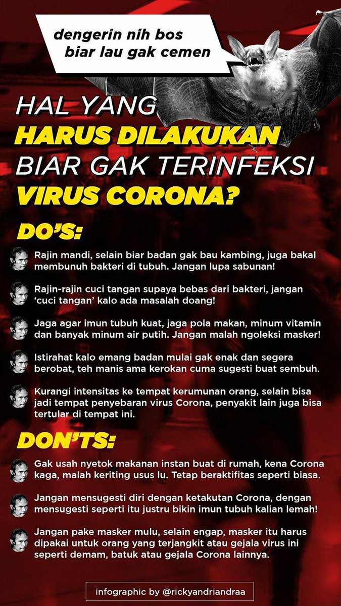 safleto's tweet photo. luangkan waktu kamu buat baca dan jangan panik plis
#CoronaVirusIndonesia #KamiTidakTakutVirusCorona https://t.co/qnrXymMtYy