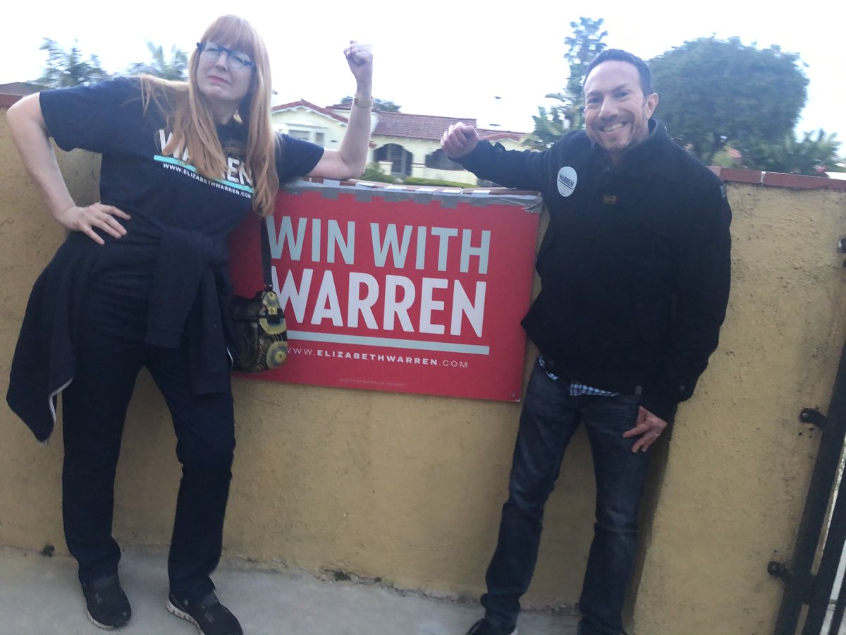 LAPersists's tweet photo. First time canvassers and forever bad asses, Linsley and Josh! #Inglewood4Warren #LAForWarren #TeamWarren #CaliforniaPrimary https://t.co/luRdQLeuIF