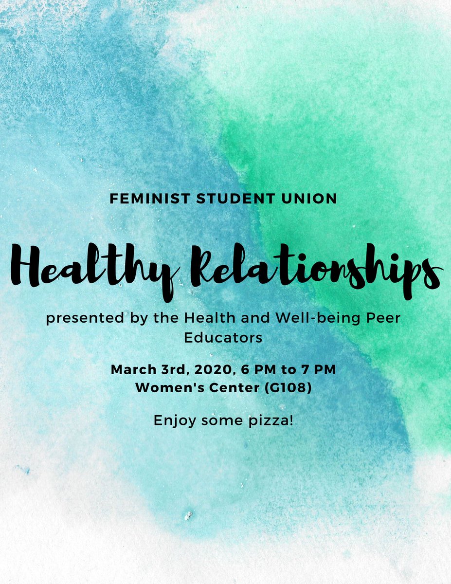 Stop by the Women’s Center tomorrow evening for a discussion about healthy relationships over pizza!