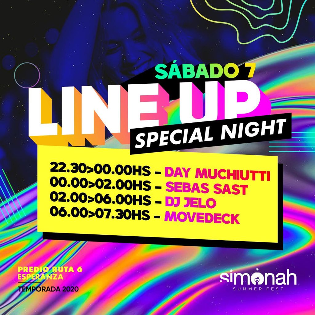 SIMONAHDISCO's tweet photo. #Sab07 #SimonahSummerFest Special Night 👉🏻👉🏻 Line Up 👇🏻👇🏻👇🏻#DayMuchiutti #SebasSast #DjJelo #Movedeck 
a plenooooo !!!! 
#MujeresFREE #Hs03  #SentiteSUMMER 
💥🎉💥🎉💥🎉💥🎉💥🎉💥🎉
@emiherreraaa @LucianoPiazzaOk @DjJelook @DjPicantee @AgusCavallo @ClaudioWeppler @CaliOk3 https://t.co/cpFmhn0Bj9