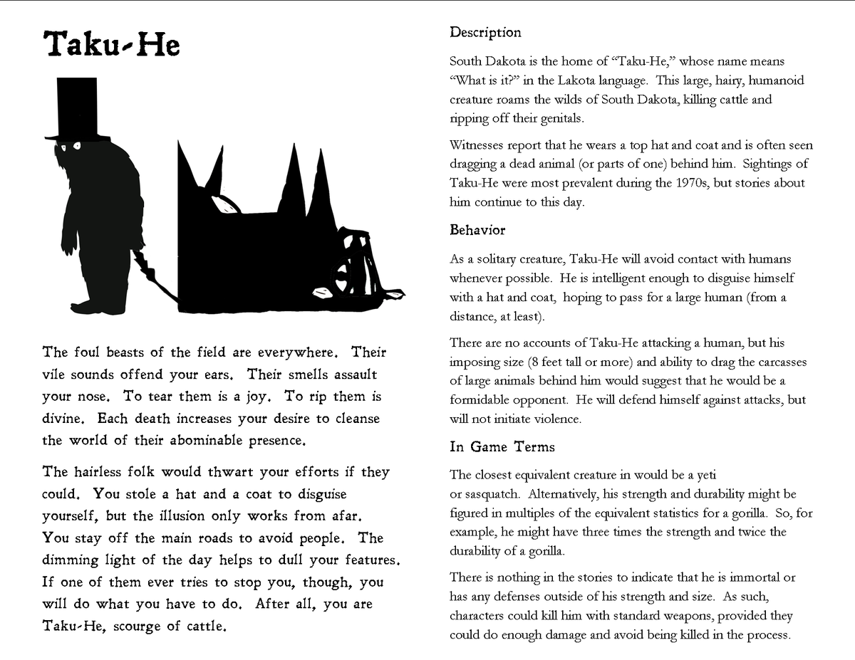 woodcutgames's tweet image. Less than three days left to back 
Other Magic #2: Monsters of the Americas
on Kickstarter's Zine Quest 2!

kickstarter.com/projects/12333…

#zine #zines #rpg #ttrpg #tabletoprpg #roleplaying #kickstarter #zinequest #zinequest2 #folklore #myth #myths #legend #legends #monsters #monster