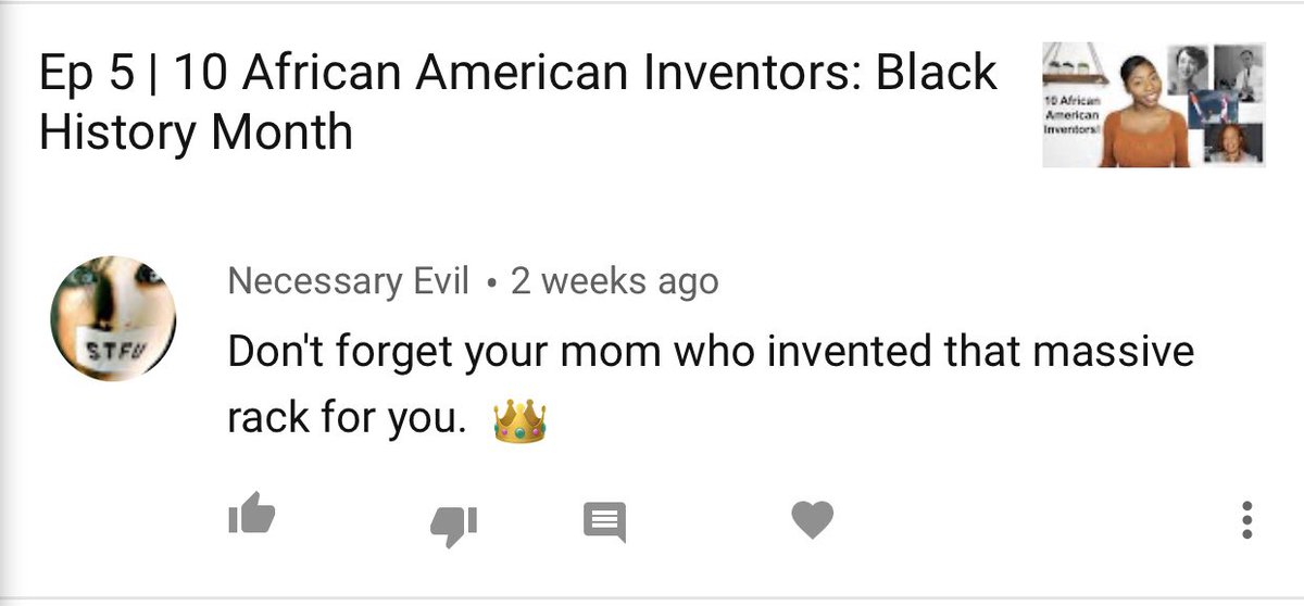 EstOdek's tweet photo. It’s draining being a woman in STEM. I dedicated time outside my full-time job to research African American inventors, write a script, film, edit &amp; write subtitles to increase accessibility...Only for someone to leave a comment about my tits. Like what’s the point of even trying? https://t.co/T10EjHiJT4