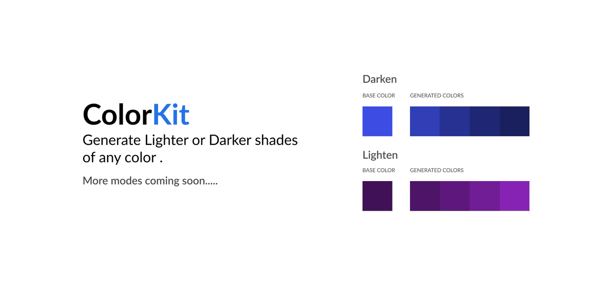 Color Kit — A plugin to help you generate lighter, and darker shades of a particular color. You can use it to create color scales. WIP - generate colors based on hue rotation. Known Bugs - you need to add " # " infront of the color code to work!
figma.com/c/plugin/79769…