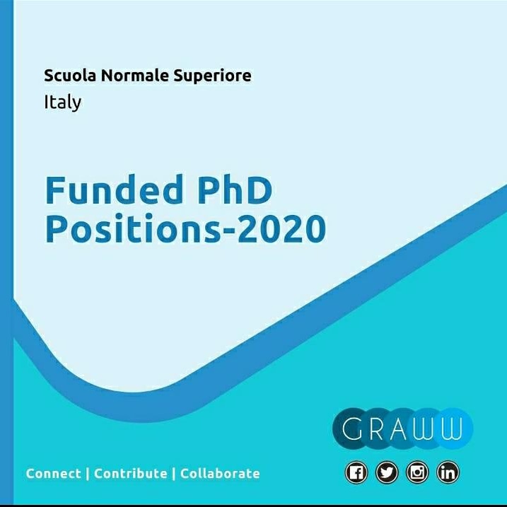GrawwResearch's tweet photo. Scuola Normale Superiore, Italy invites application for 76 PhD Fellowships from eligible and interested candidates. 

Submission of the applications - Autumn session: 11:59 pm (CEST), August 27, 2020.

For more information explore : https://t.co/ahjgsSyzBG https://t.co/Ygpt3zY4Cp