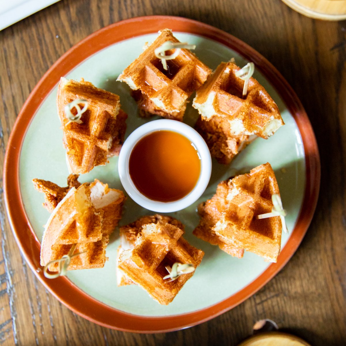 Our chicken and waffles are sure to be love at first bite.