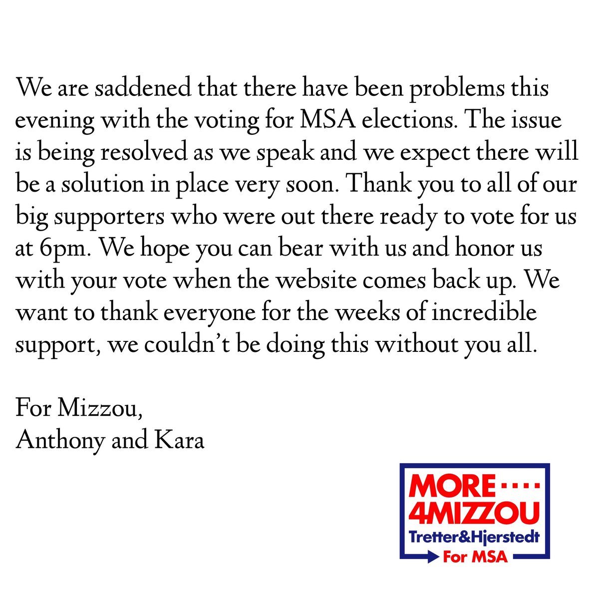 Anthony and Kara For MSA (@moreformizzou) on Twitter photo 