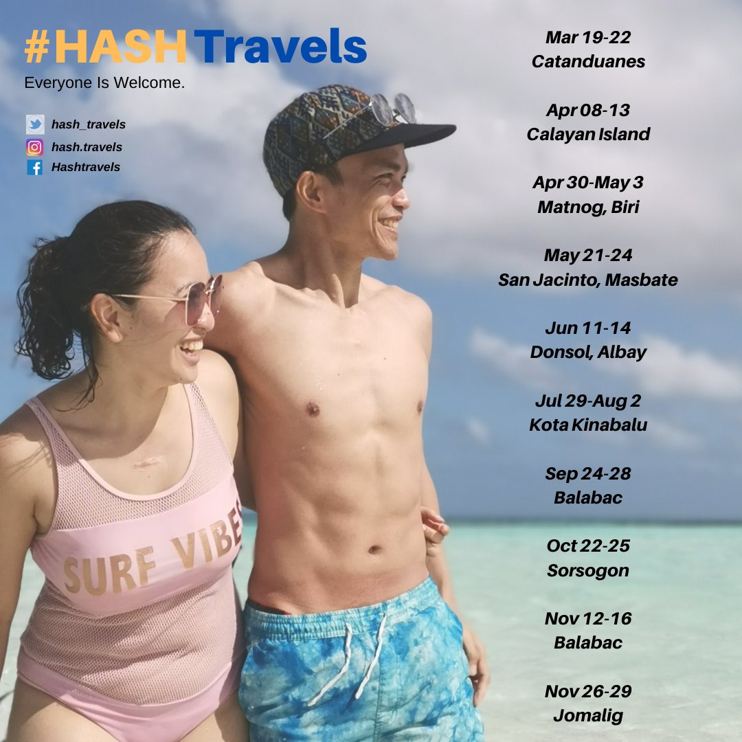 hash_travels's tweet photo. Habang may seat sale pa, narito muna ang aming sched for 2020..😁

#HashTravels #everyoneiswelcome https://t.co/7Mje6I2gla