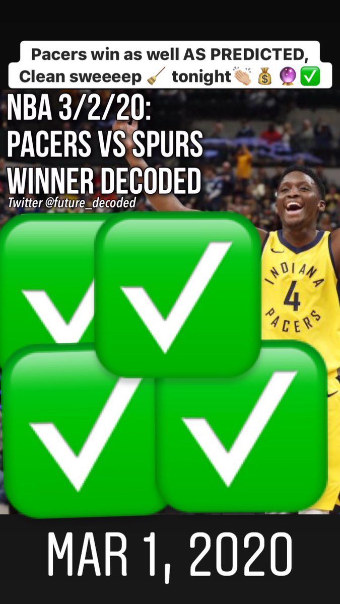 future_decoded's tweet photo. Get the brooms out! ๐งน๐งน๐งน
#ScriptedSports #MatrixSports #YouAreInASimulation #ScriptedByTheNumbers #Pacers #Spurs #Betting #Gambling #RiggedSports #PredeterminedByTheNumbers #trending #news #sports #coronavirus https://t.co/C1a6m7sWpU