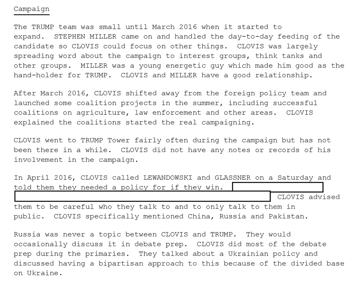 Clovis had smarts, some savvy about discretion, and a general idea of Russia's dangers.Oh, and Stephen Miller holds Trump's hand.