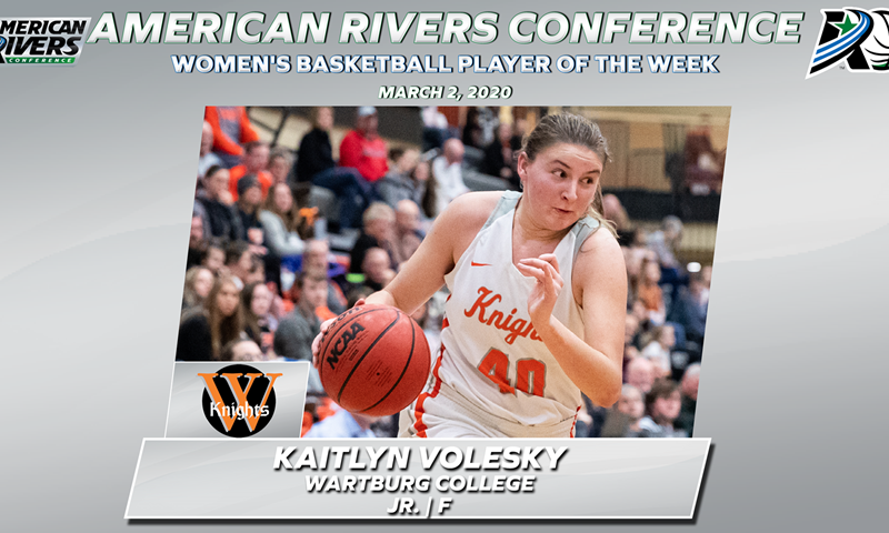 AmerRiversConf's tweet photo. .@WartburgWBBALL Volesky Garners @AmerRiversConf Women's Basketball Player of the Week Honors.

📰: https://t.co/AV2Kc0yr5z

#rollriversWBB https://t.co/AQIV709Bql