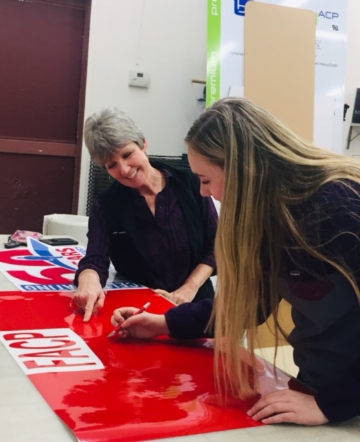 A BLHS Intern putting her graphic design skills into practice at Miller Sign Shoppe. #GraphicDesign #internships #handsonlearning #BLHS <a href="/BL_CTE/">Basehor-Linwood CTE</a>