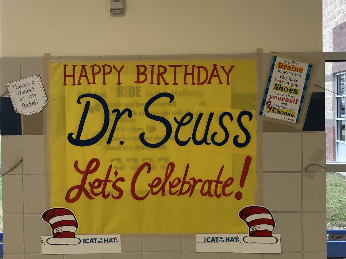 Fort_Library's tweet photo. Students wrote rhyming poems in the library; illustrated in art class. Dr. Seuss activities. #FortFocused #RCISDReaders#RCISDJoy https://t.co/2uJFVIJqSF
