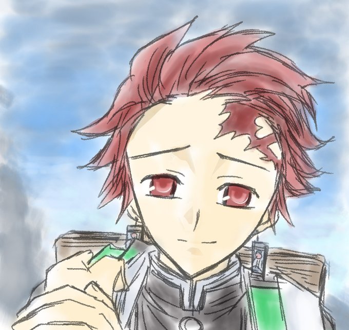 あさ川さんがTwitterに投稿した竈門炭治郎(鬼滅の刃)のイラスト。