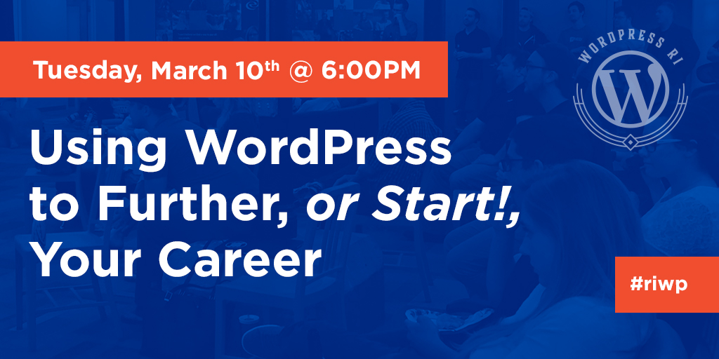 WordPressRI's tweet photo. Looking to build an online portfolio or website to take your #career to the next level? Join us next Tuesday at @CCRINews for a panel discussion on how @WordPress can help - More details: https://t.co/C5eOADoyje

#WordPress #Meetup #riwp #CareerDevelopment https://t.co/JsZjbGlpDk