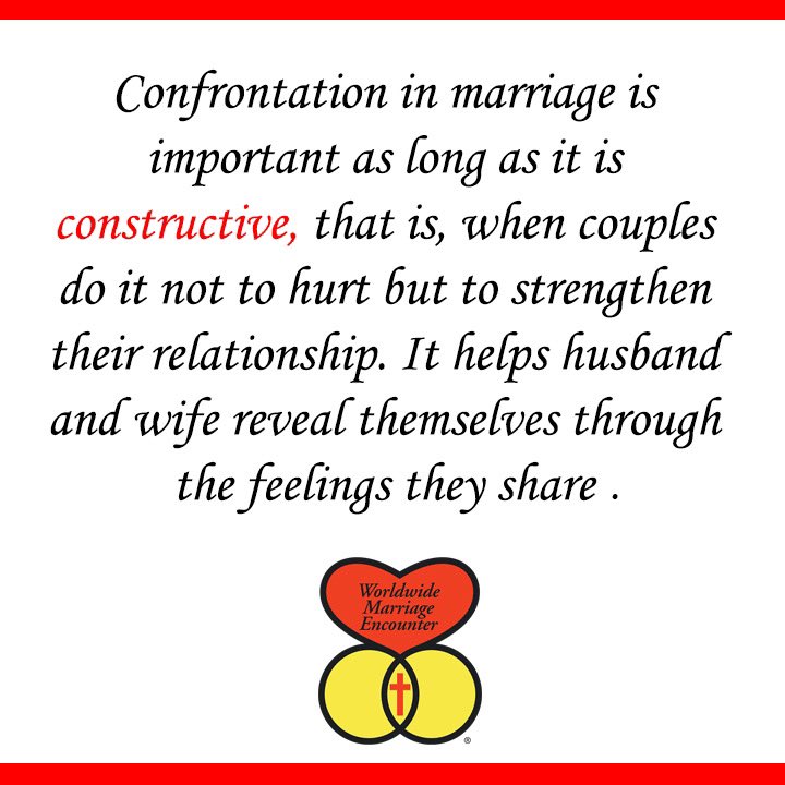 When couples learn to confront each other lovingly, directly, and effectively, we feel a sense of power that we can make changes and that we have choices for the sake of our marriage.💕