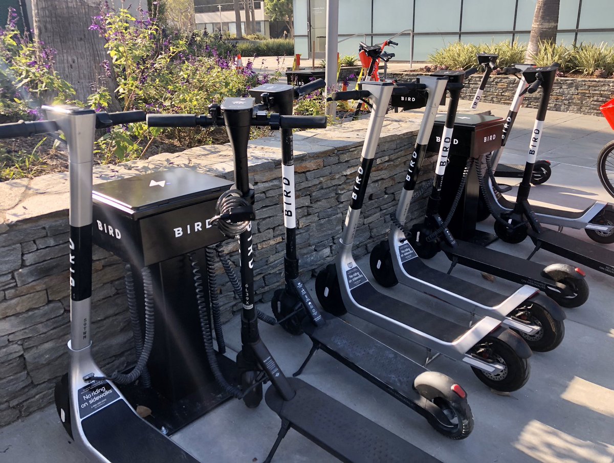 TimDefuria's tweet photo. @Juan_Matute @BirdRide You got to get a picture during the week. ;-) #sustainability #chargingdocks https://t.co/lczkew830t