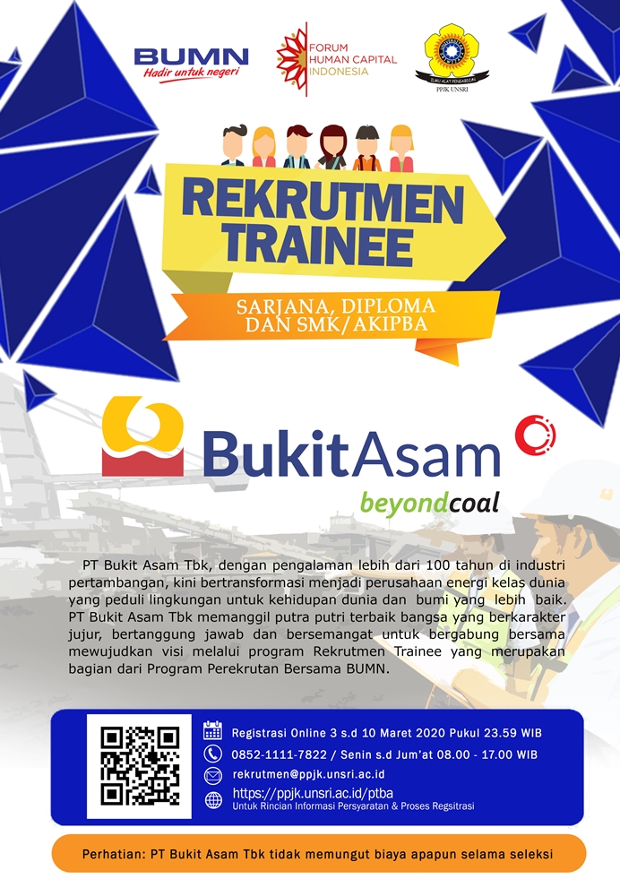 ITBCareerCenter's tweet photo. Registrasi online 3 s.d 10 Maret 2020 Pukul 23:59 WIB
Registrasi disini >> https://t.co/fq5keDHRqn
#itbccc #karirITB #ITBcareer #recruitment #rekrutmen #MTprogram #S1 #bukitasam #rekrutmenbukitasam https://t.co/0UC2EPqpcI