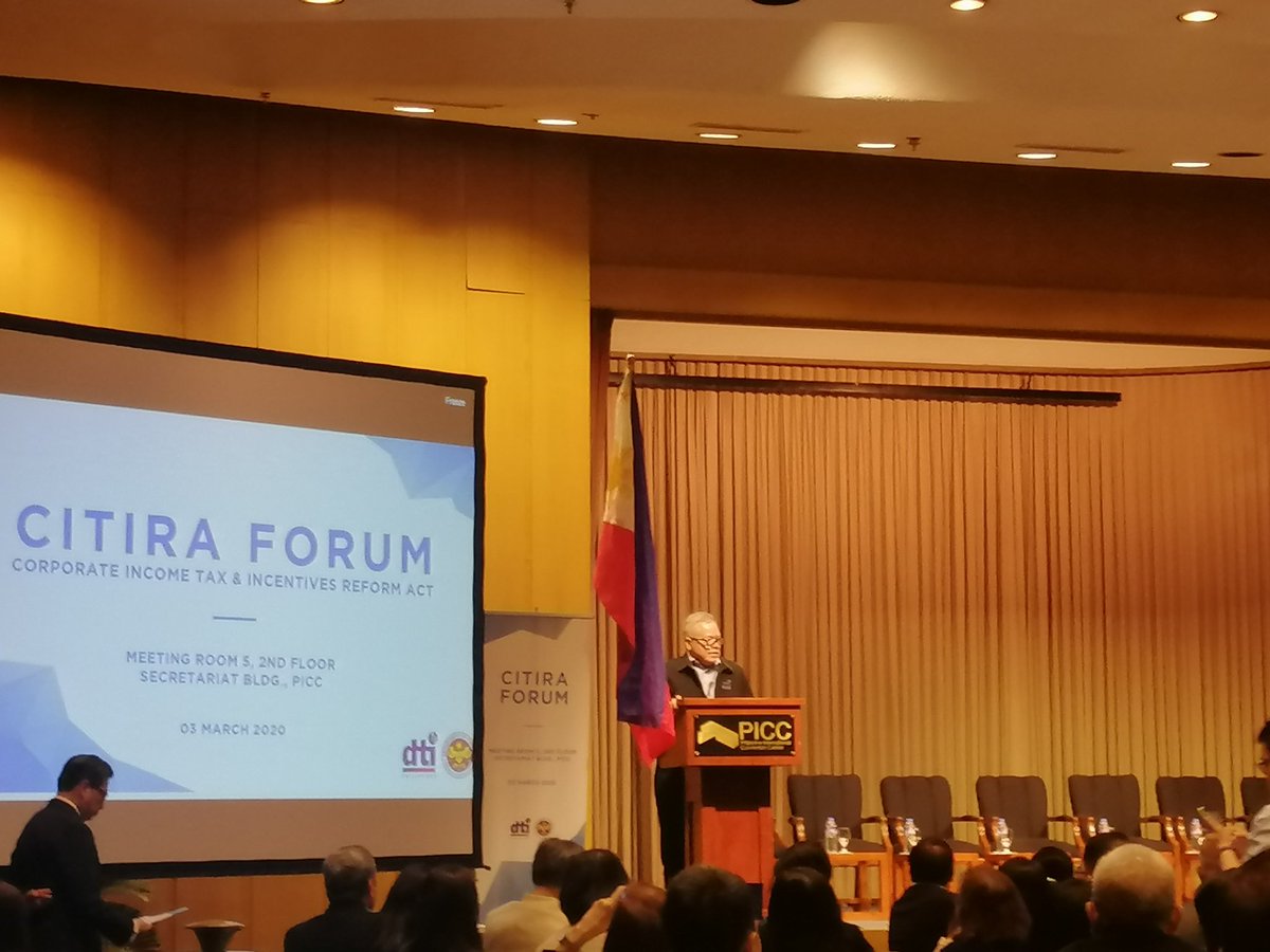 PHILEXPORTMNL's tweet photo. NOW: Corporate Income Tax and Incentives Rationalization Act (CITIRA) Forum being held today at the PICC.
DTI Secretary Ramon M. Lopez says that we need to once again make our country an investment destination by establishing clear sets of rules and incentives.
#DTI #PHILEXPORT https://t.co/EvXU5zEb5Y
