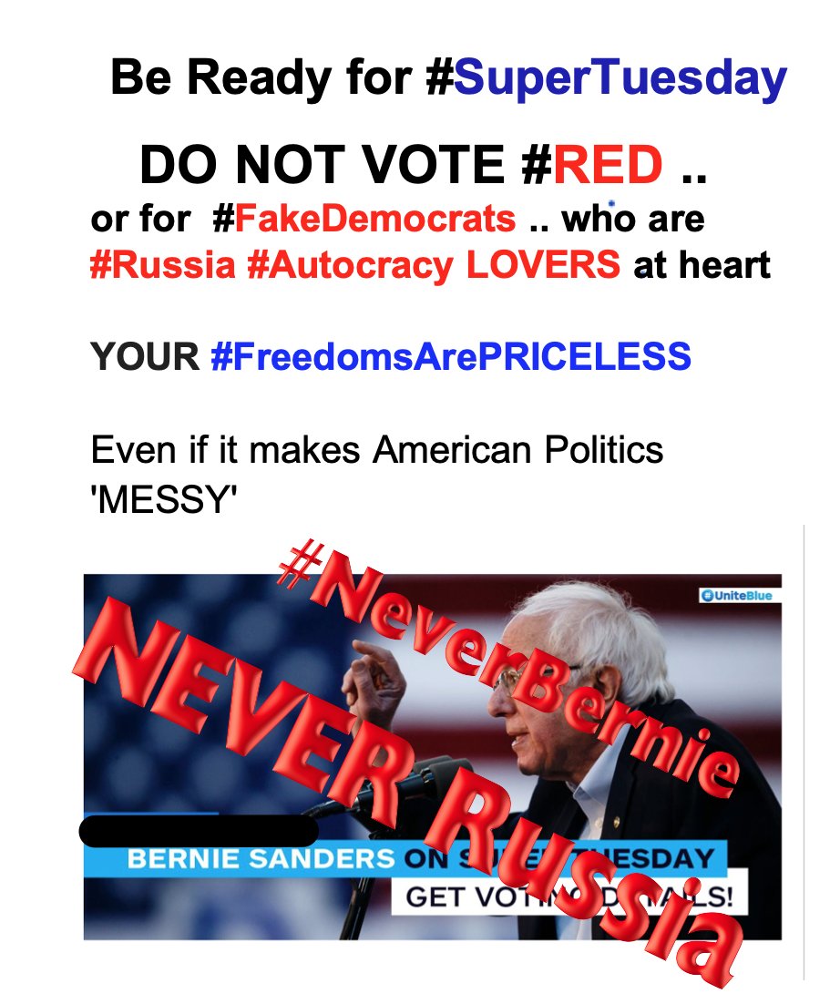 LOrion's tweet photo. @IndivisibleTeam @MoveOn @UniteBlue @UniteBlueCA #SuperTuesday #VOTE #VoteBlue #GOTV ...
and VOTE for any of the four remaining #RealDEMOCRATS
Joe, Mike, Liz or Amy...
BUT NEVER NEVER for for #RussiaLoving and Loved by #NeverBernie.. SEE https://t.co/CvDAYnEFcR
HE Even voted Against #MagnitskyAct RIGHT @Billbrowder #maddow https://t.co/pQDC5xko6j