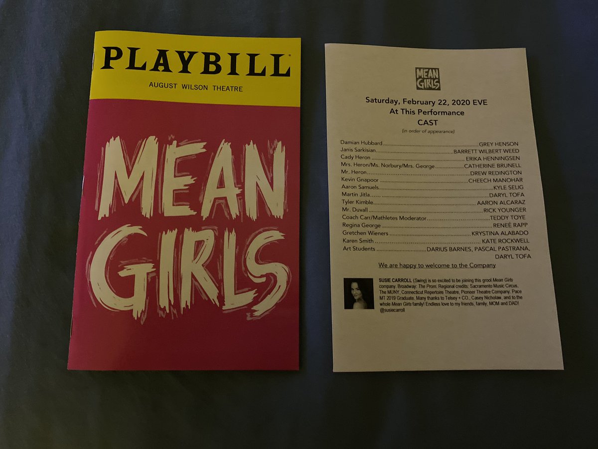 StageDoorGuru's tweet photo. 🚨 PLAYBILL GIVEAWAY 🚨

This giveaway is for ONE Mean Girls playbill from Erika’s final performance on Sat. 2/22/20 Evening. It includes the company insert as shown in the image.

Rules;
-retweet to enter
-must be following
-continental u.s. only
-ends Fri. 3/6 11:59 eastern https://t.co/UiMEwPnHR1