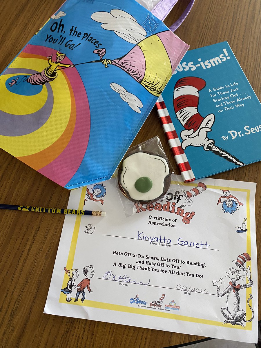 JolliffMiddle's tweet photo. #ReadAcrossAmericaDay was 🏆 at @EW_Chittum_Elem!  Mrs. Garrett read Zen Pig.  The📖 was about kindness which is clearly a theme at Chittum.  5th graders asked great questions &amp; presented Mrs. Garrett with Seussical gifts! Thank you! #welcometotheJAM #engagecps https://t.co/v3KTx7A2UT