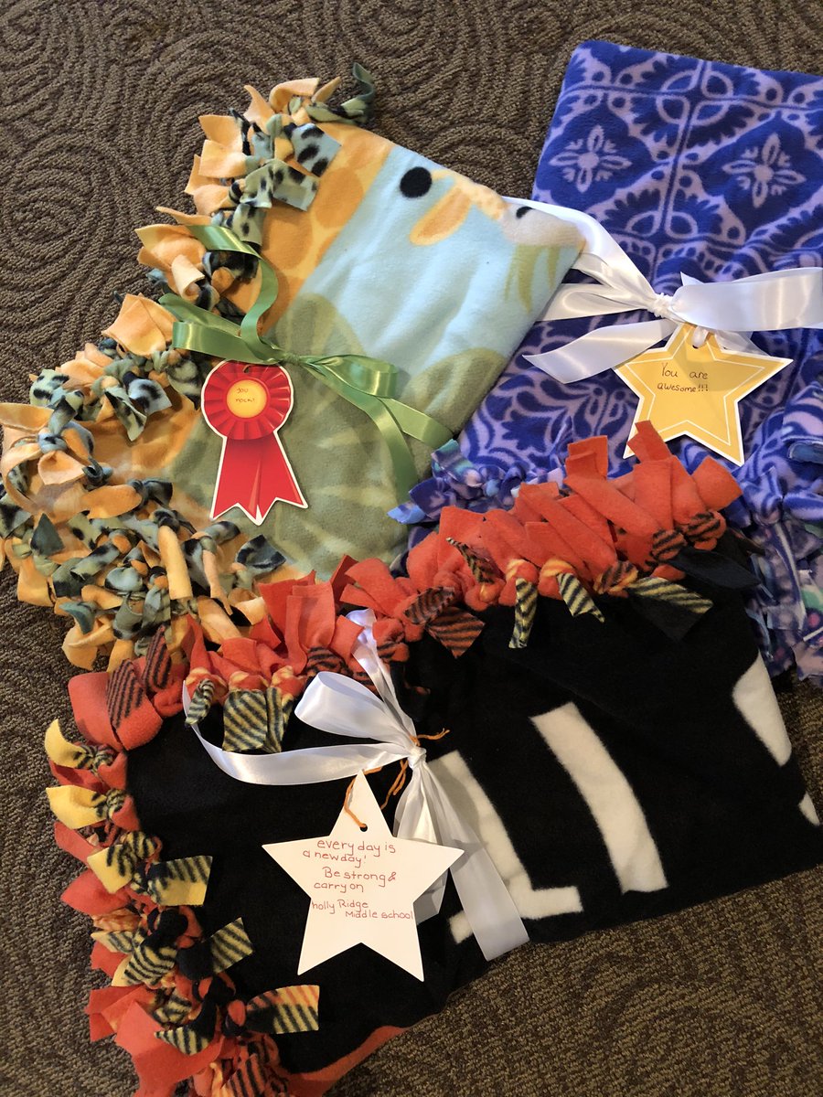 wordsandwarmth's tweet photo. Thank you @HollyRidgeMS students and Kathy Petersen!  Awesome blankets delivered to The Carying Place!!!#volunteer, #comforthearts, #doyourbest https://t.co/N6RDiwqbNY