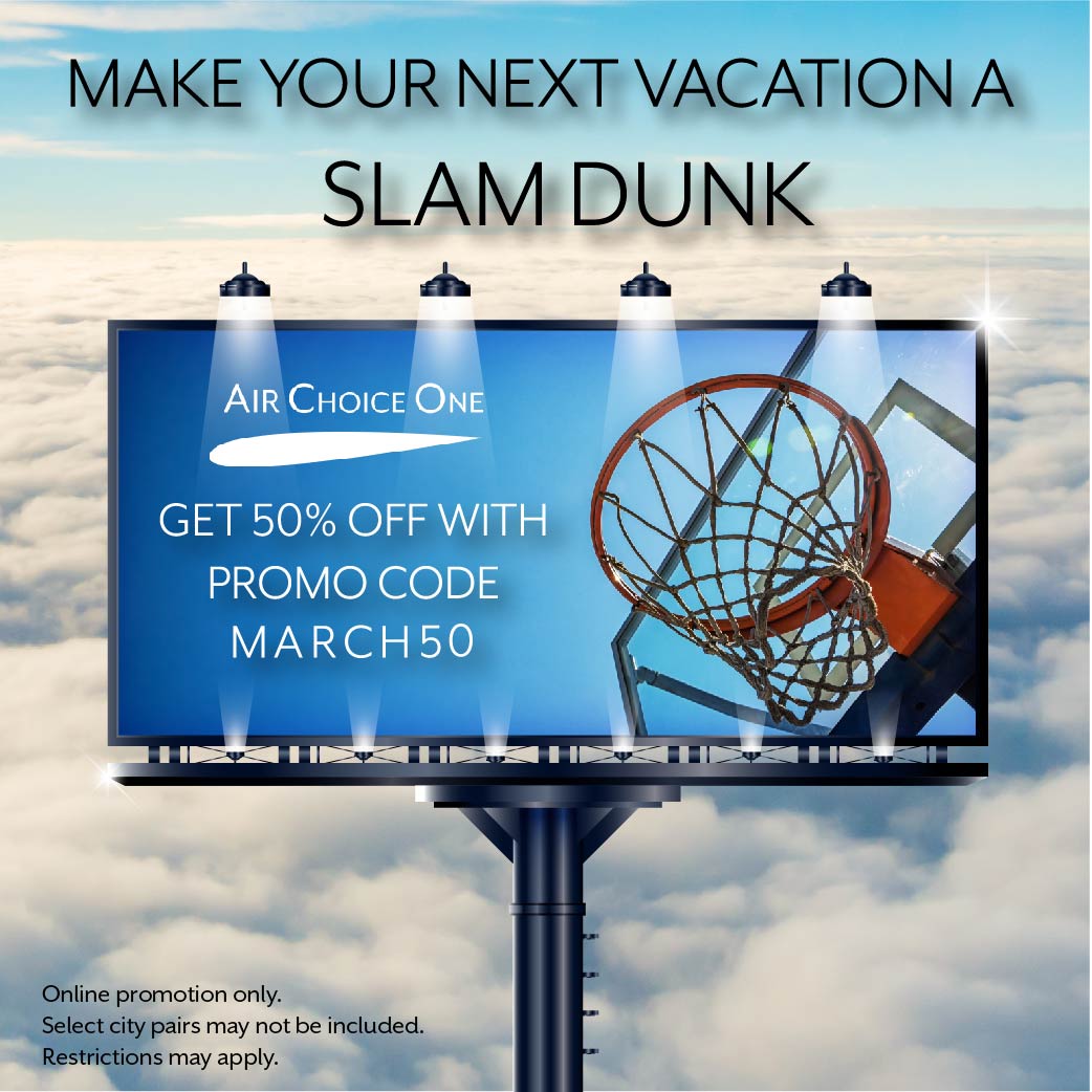 We have decided to extend our flash sale for one final month. Thursday's ONLY, from 1 - 4 pm CST, book our everyday fares for 50% off using promo code MARCH50. 
#AirChoiceOne #Promotion #Sale #FlashSale #Travel #Fly #Airline #Cessna #Basketball #Adventure 
bit.ly/2TgDg1C