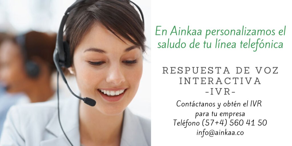 ainkaaco's tweet photo. El saludo de tu línea telefónica le permite a tus clientes sentirse más cerca. En @ainkaaco personalizamos el mensaje acorde con las características y servicios de tu empresa, con la Respuesta de Voz Interactiva IVR
#IVR #telecomunicaciones #entrepreneurship #empresas #servicios https://t.co/4jQmscdJAc