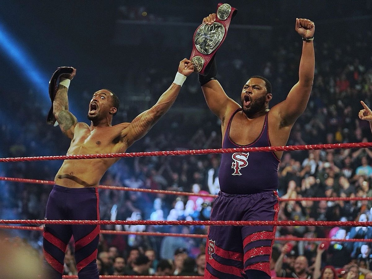 AngeloDawkins's tweet image. Pressure Breaks pipes but WE break pressure now time for some Orange Juice #StreetProfits #RawTagTeamChampions #RAWBrooklyn