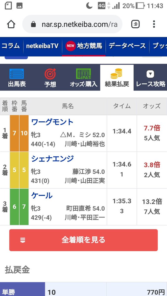 払い戻し 結果 地方 競馬