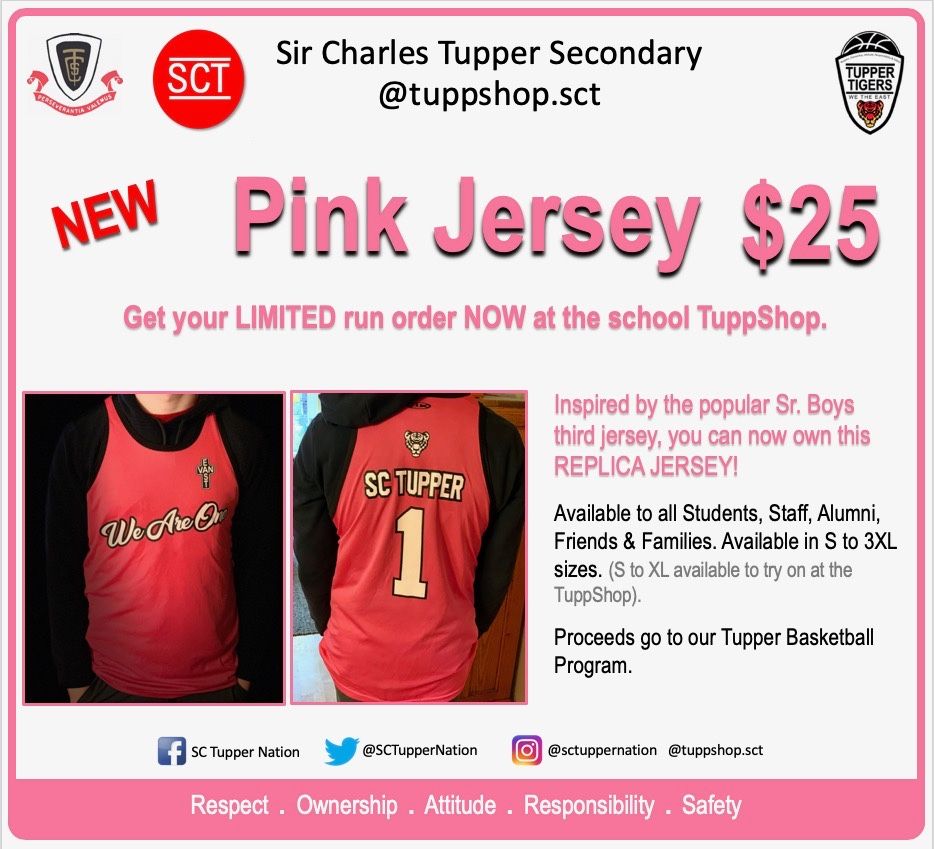 Tupper Nation .... we are now taking pre-pay orders for our replica 3rd jersey! Sizes Men’s S - 3XL.

Drop by the school at lunch or contact someone you know to order you one!

TIGER NATION 
Pride. Love. Respect 

<a href="/tuppertigers/">Tupper Secondary</a> <a href="/htsumura/">Howard Tsumura</a>