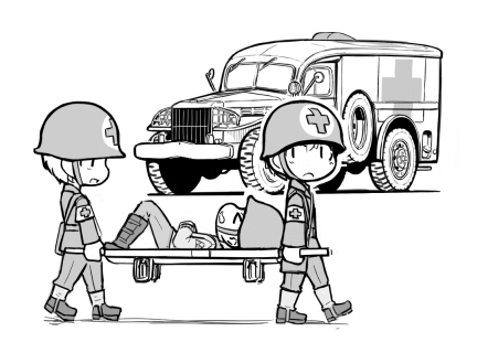 機甲大隊の配属部隊一覧で、衛生分遣隊を描いてたけど42年型機甲大隊ではこの救急車使ってなかった。ぐぬぬ。 