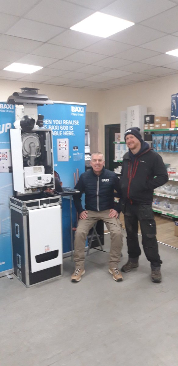 Here we are at <a href="/JTAtkinsonBM/">JT Atkinson Builders Merchant</a> in #BishopAuckland with Chris <a href="/GracieHeating/">Gracie heating</a> and the famous <a href="/ptrotman_baxi/">Combi King</a>. Come down and take a photo with the #legend himself.