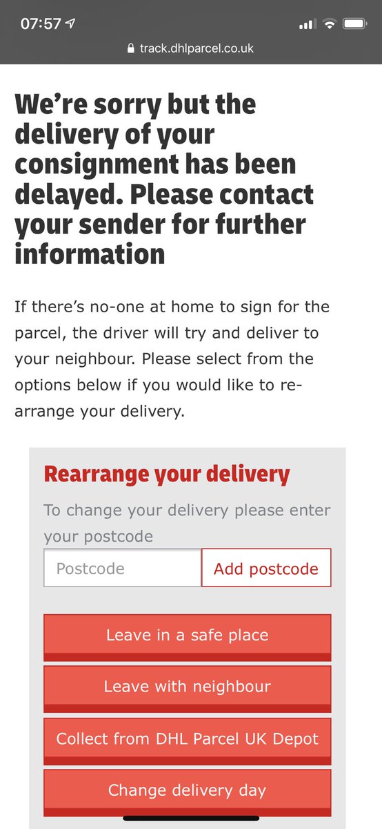 Houseofthehardy's tweet photo. Hey @DunelmService, trying to track an order through DHL and it’s giving me this. Can you let me know what’s going on please. https://t.co/XKZAxuFp7m