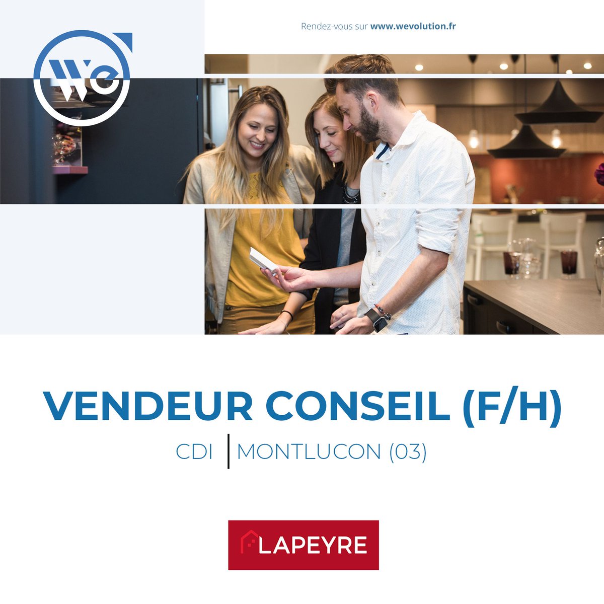 WEvolution20's tweet photo. 🌟[NEW JOB]🌟 
Vous appréciez conseiller vos clients pour concrétiser leurs projets ? 🛎️🔝
👉 Postule au poste de Vendeur Conseil (H/F) chez Lapeyre à Montluçon (03)
https://t.co/Jt2vjCFhU9
#lapeyre #vendeur #conseil #montluçon #offredemploi #job #recrutement #offre #wevolution https://t.co/7ip7trqC8q