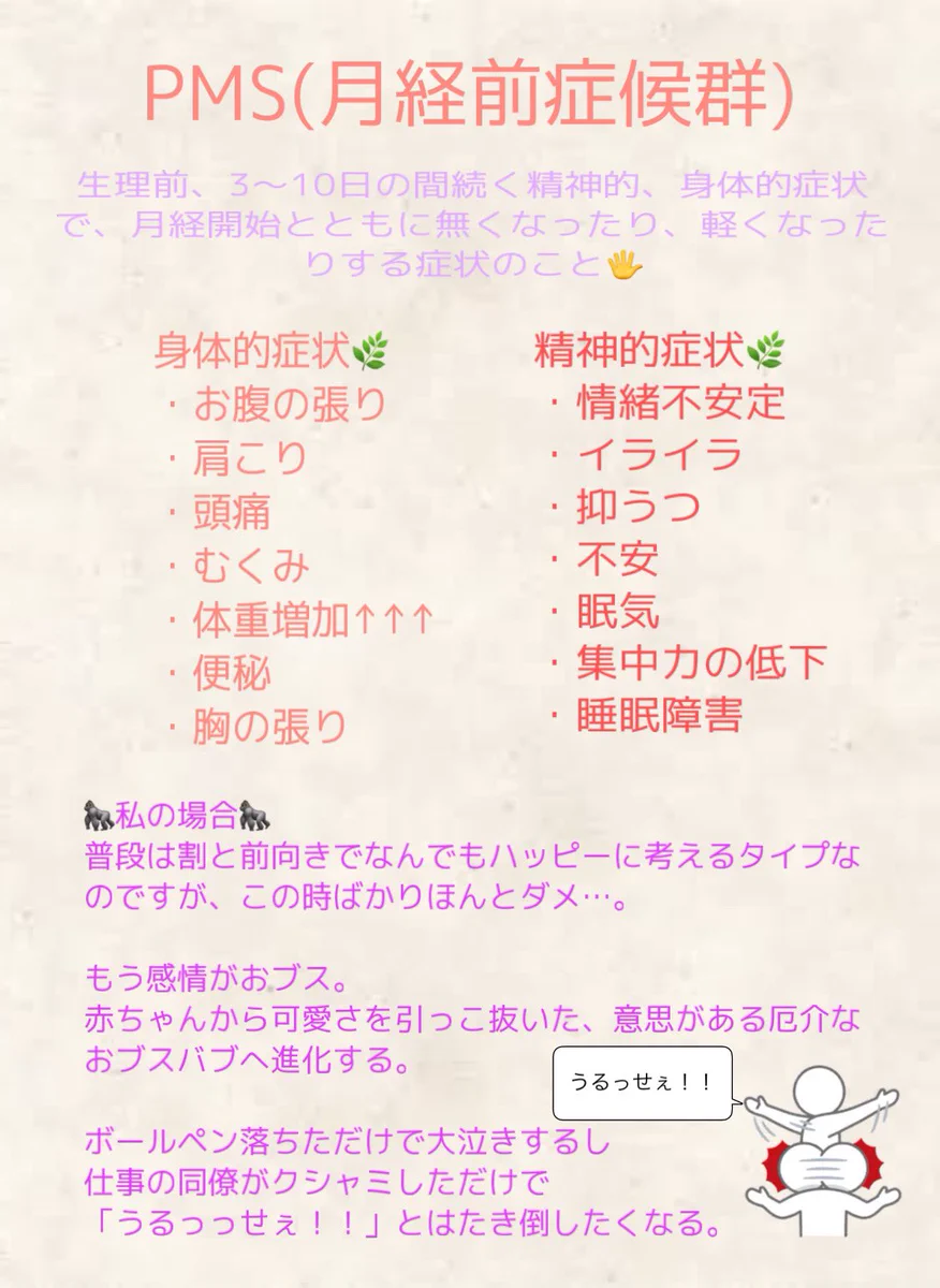 女性の70%~80%が悩んでいる。【PMS(月経前症候群)】についてのまとめ。