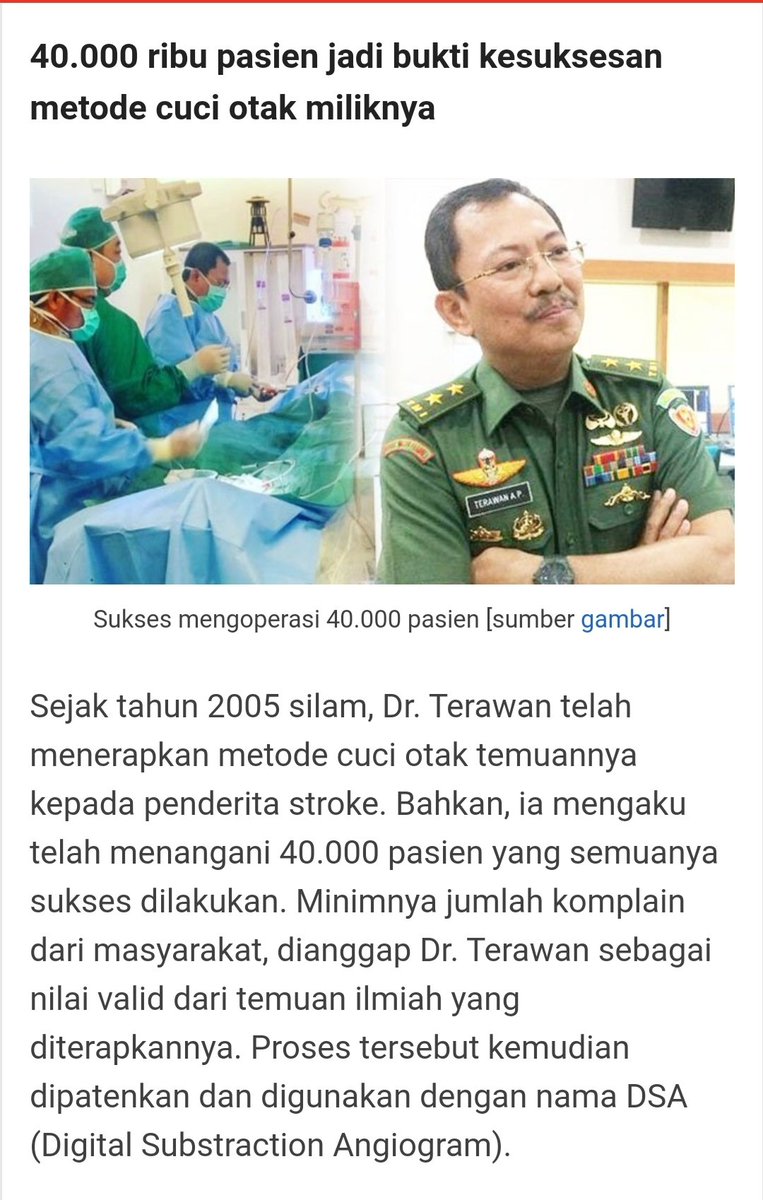 kurawa's tweet image. Kita harus berbangga punya Menkes sehebat ini, 40 ribu nyawa tertolong dan metodenya sudah tenar di Luar negeri dipatenkan dengan sebutan "Terawan Theory".
Jadi apapun yang dia sampaikan soal virus Corona, orang ini sudah terbukti kehebatannya, itu modal utama negeri ini optimis