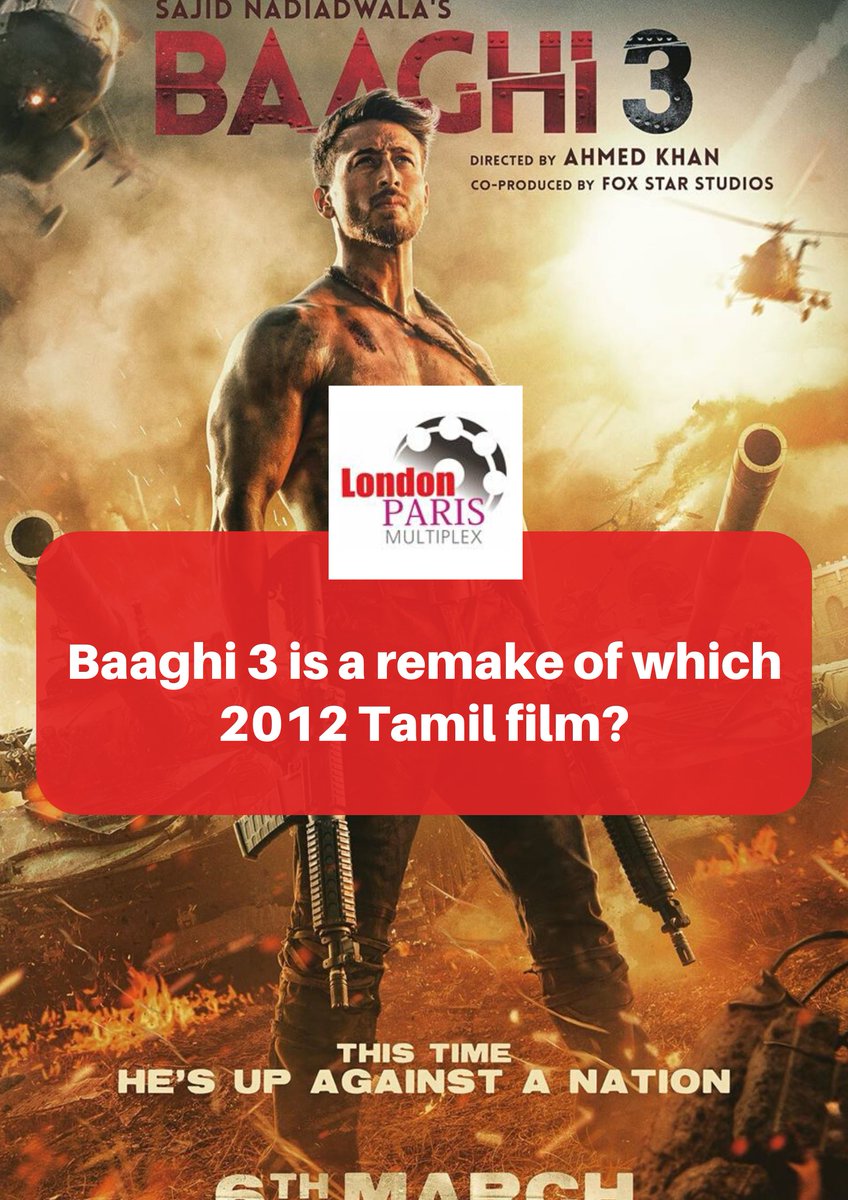#CONTEST ALERT
#Win #free couple movie tickets for #Baaghi3 at #LondonParis Multiplex by answering the question &amp; tag 2 friends u'll see this it with!
Tip: Increase chances of winning by commenting on FB &amp; Insta: <a href="/LondonParisKol/">London Paris Multiplex</a>
Contest for residents in #Kolkata 
#ShraddhaKapoor