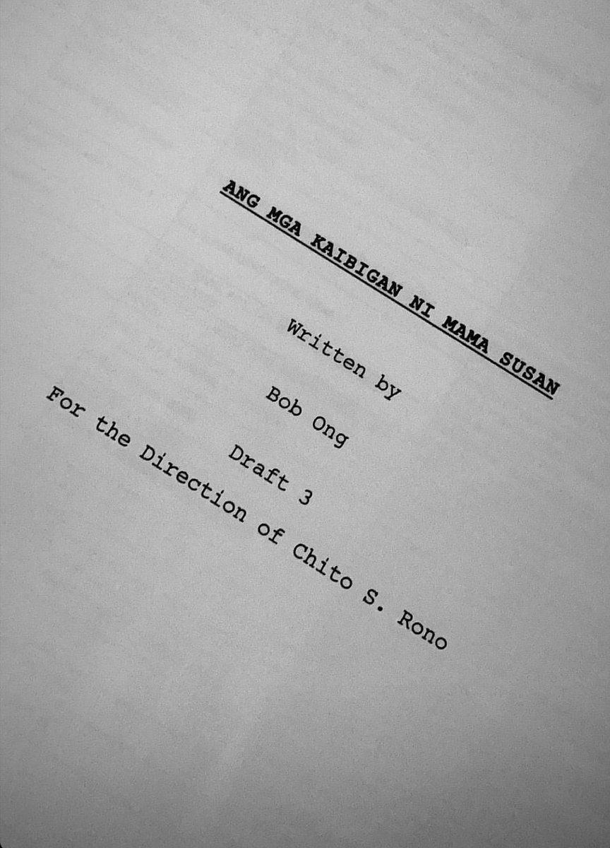 Jegacello's tweet photo. Guys legit talaga 'to, si Bob Ong mismo ang nagsulat ng script, nakaka-excite!

#MamaSusanMovie 
#AMKNMS https://t.co/Lzktre7APW
