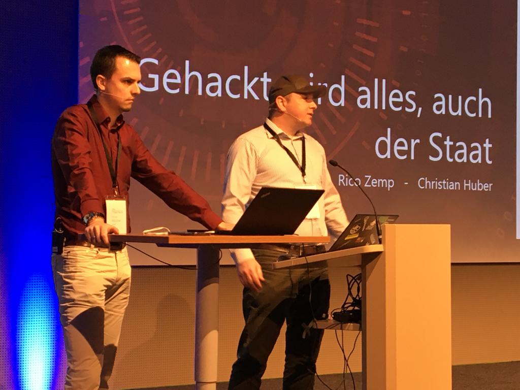 CH_eGov's tweet photo. Pascal Kocher / Rico Zemp: Gehackt wird alles, auch der Staat #hackhappens @parac @auditrongmbh #SeGF https://t.co/HJTivyBdKY