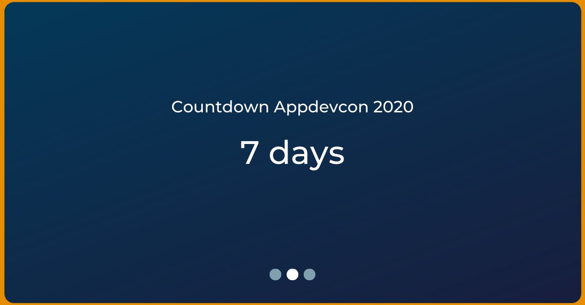 Appdevcon's tweet photo. Only 7 more sleeps until Appdevcon 2020! We are so ready, and you?

#countdown #appdevcon #appdevelopment #mobileapps https://t.co/L3mPRBgpZj