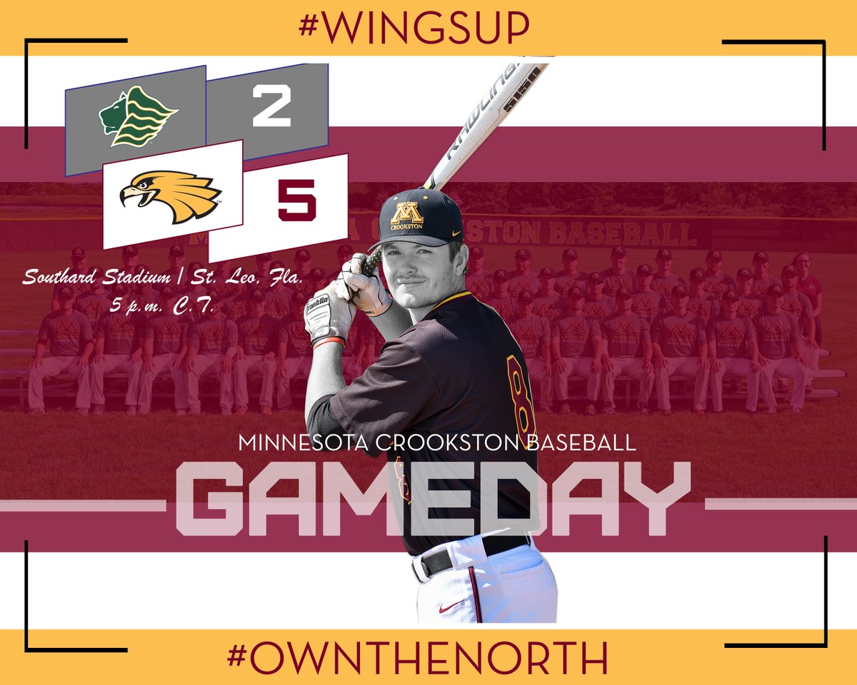 UMNCrookstonATH's tweet photo. The @UMCBaseball team picked up a big 5-2 win over Saint Leo tonight!

Tyler Hegg with the W
Scott Finberg - 2-of-5 with 1 RBI and 1 run scored 
Ben Thoma - 2-of-4 with 1 RBI

#WingsUp https://t.co/HC33PlWZsN