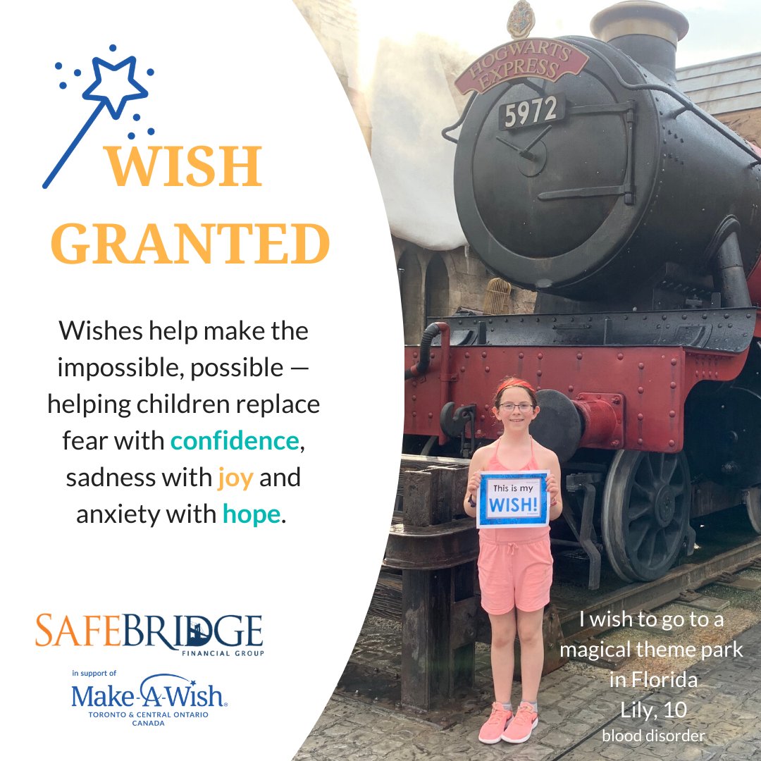 yourmoneyguy's tweet image. Recently we helped @MakeAWishTCO create a wish-come-true for 10-year-old Lily. Lily's mother told us that Lily really needed something to look forward to – and that this wish trip really did just that: It gave Lily back her smile. @SafeBridgeFG #SFGTogether