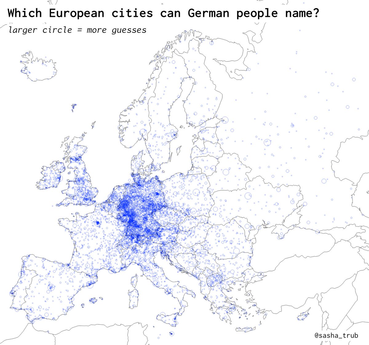 sasha_trub's tweet photo. Interesting to compare French vs. German vs. British geography knowledge in Europe.

Each country has its own little sphere that it cares about. https://t.co/tErhmhzmHS