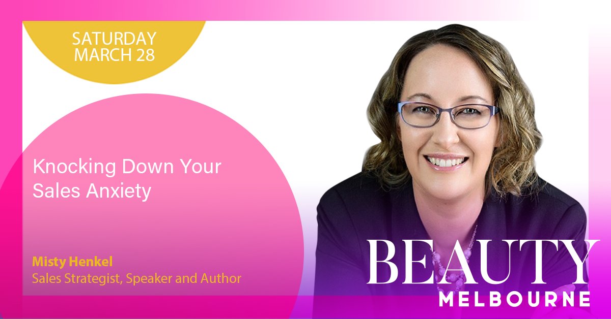 SalonMelbourne's tweet photo. Confidence is imperative in your selling process, but not all traditional training covers how to combat sales anxiety. Join Misty Henkel as she demonstrates practical strategies to make sales with ease and confidence. Book your spot now at https://t.co/hu45V9I3qA https://t.co/VHwqwRH3OE