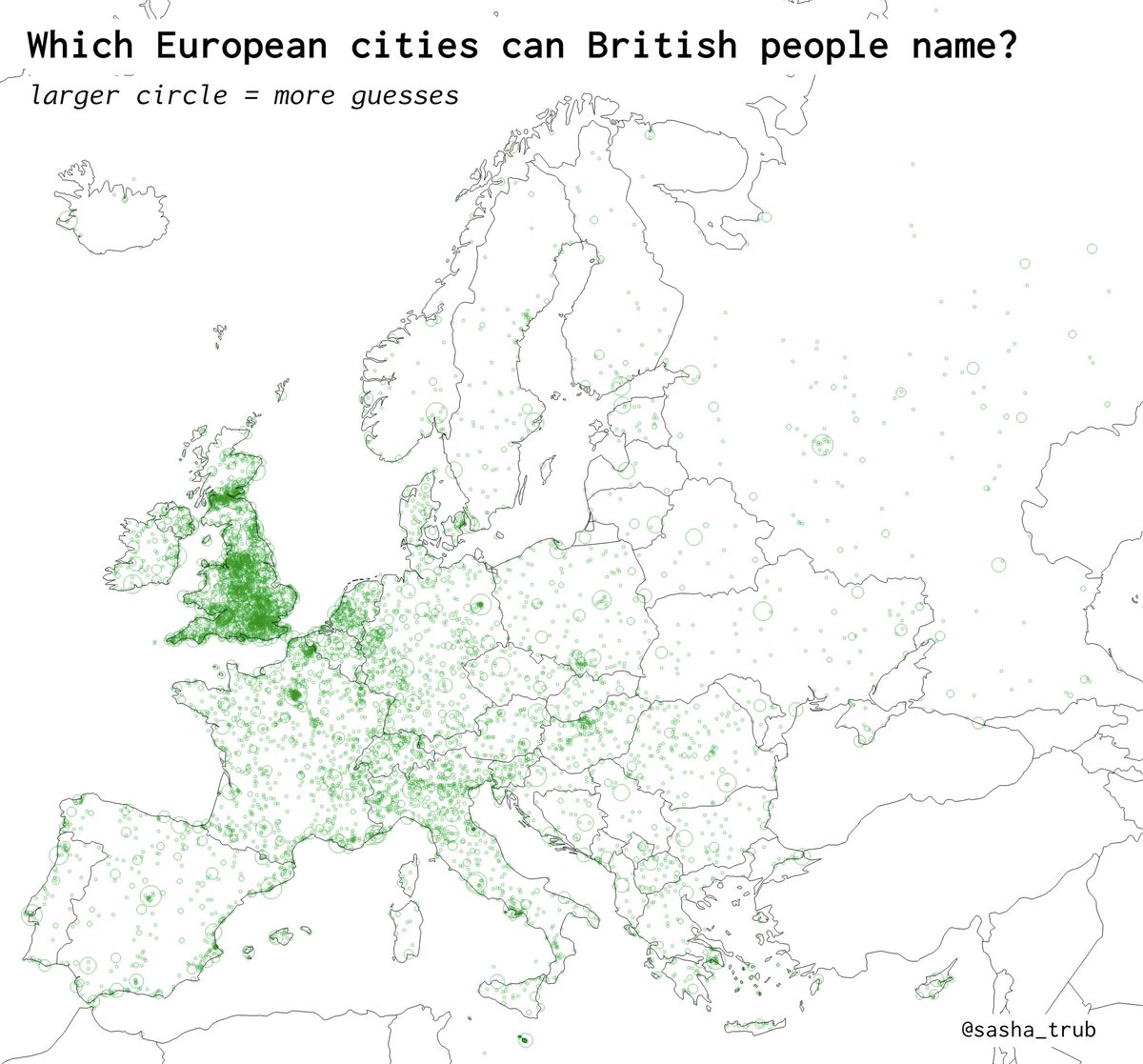 sasha_trub's tweet photo. Interesting to compare French vs. German vs. British geography knowledge in Europe.

Each country has its own little sphere that it cares about. https://t.co/tErhmhzmHS